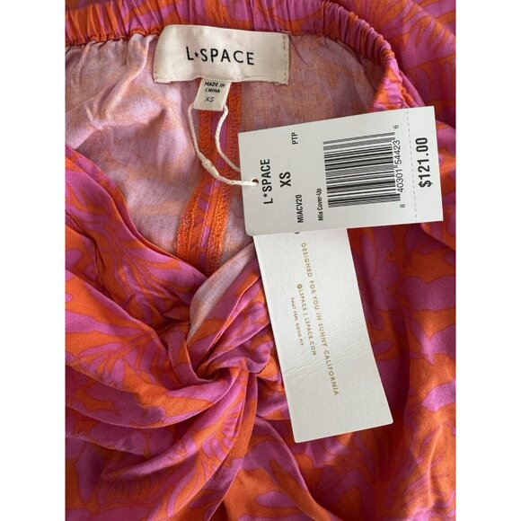 L*Space Mia Twist-Front Cover-Up Skirt, bright botanical pink print- Size XS NWT - Picture 7 of 8